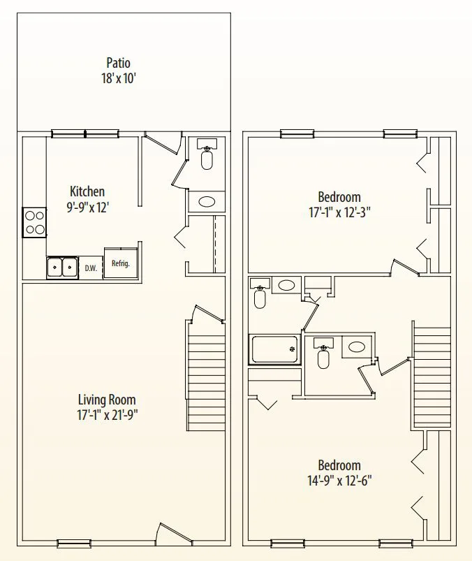 a floor plan of a house showing the living room and bedroom