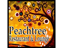 peachtree restaurant and lounge logo with a tree on it