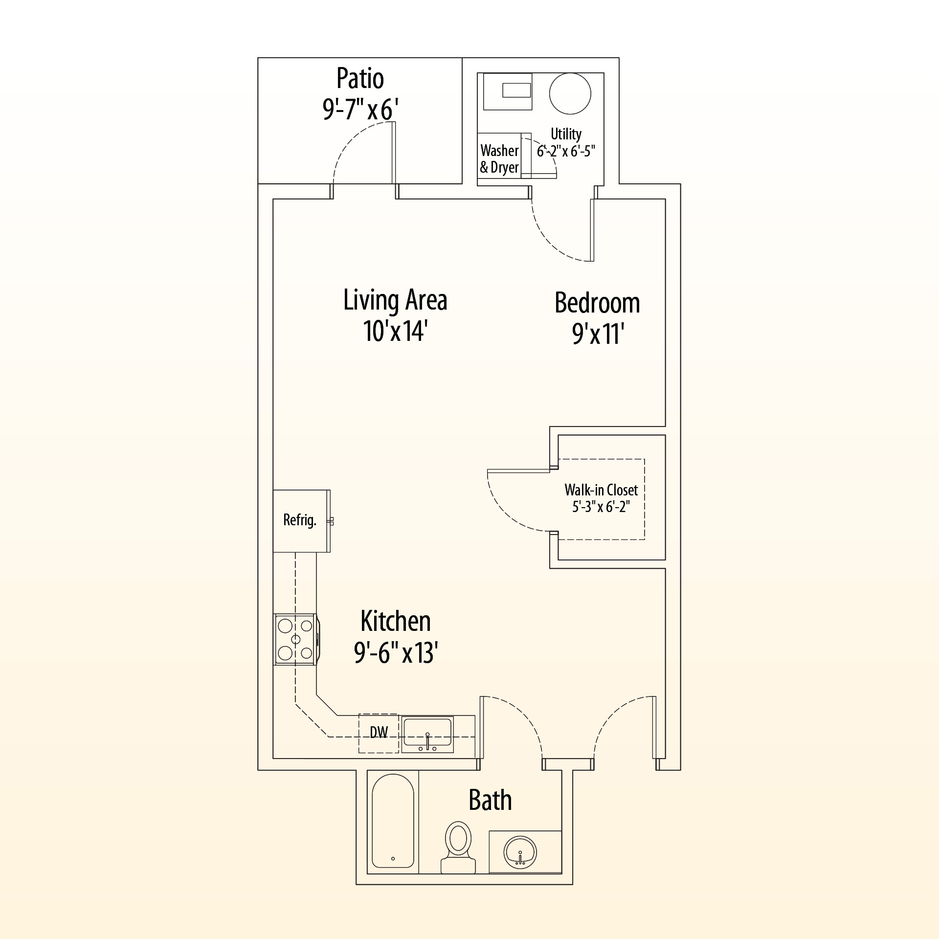 a floor plan of a bedroom and living area