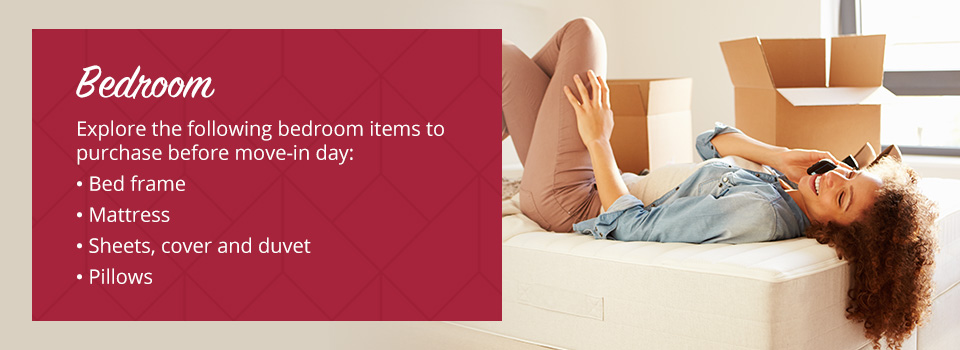 List of items to buy for your bedroom before move-in day